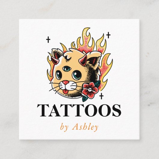 Tattoo Artistソーシャルメディアの追加クリエイティブ アート スクエア名刺 (正面)