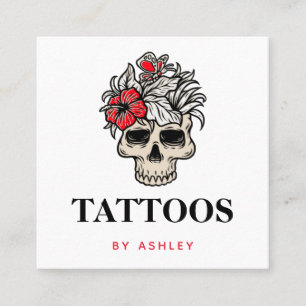 Tattoo Artistソーシャルメディアの追加フローラスカル スクエア名刺