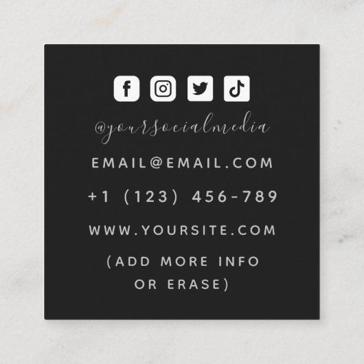 Tattoo Artistフローラドラゴンソーシャルメディアクールレッド スクエア名刺 (裏面)