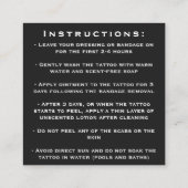 Tattoo Artistミニマルアフターはっきりしたケアの手順 スクエア名刺 (裏面)