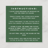 Tattoo Artistミニマルアフターはっきりしたケアの手順 スクエア名刺 (裏面)