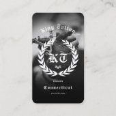 Tattoo Artistモダン Monogramフォト白黒 名刺 (正面)