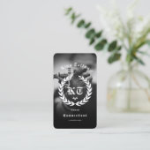 Tattoo Artistモダン Monogramフォト白黒 名刺 (スタンド正面)