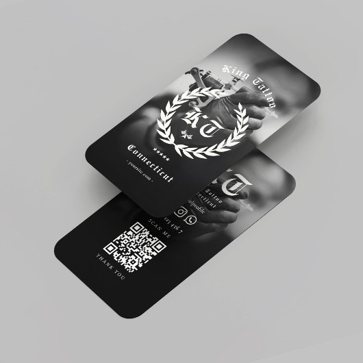 Tattoo Artistモダン Monogramフォト白黒 名刺