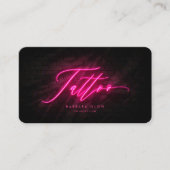 Tattoo Artistモダン Tattoo Shopネオンピンク 名刺 (正面)