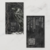 Tattoo ArtistヴィンテージクロウQRコードビジネス 名刺 (正面/裏面)