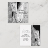 Tattoo Artist白黒カスタム写真 スクエア名刺 (正面/裏面)