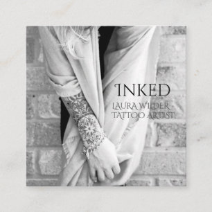 Tattoo Artist白黒カスタム写真 スクエア名刺