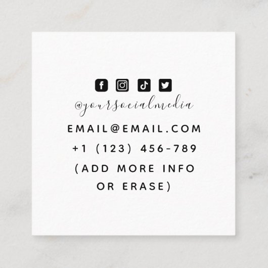 Tattoo Artist蝶の美的三眼神秘的 スクエア名刺 (裏面)