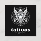 Tattoo Artist黒モダン白QRコード スクエア名刺 (正面)