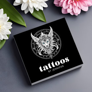 Tattoo Artist黒モダン白QRコード スクエア名刺