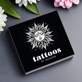 Tattoo Artist黒モダン白QRコード スクエア名刺