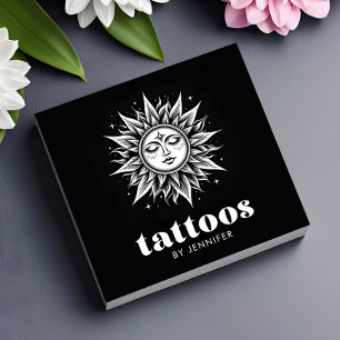 Tattoo Artist黒モダン白QRコード スクエア名刺