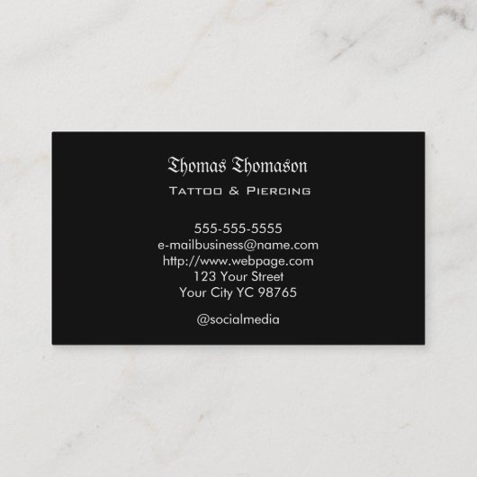 Tattoo artist  名刺 (裏面)