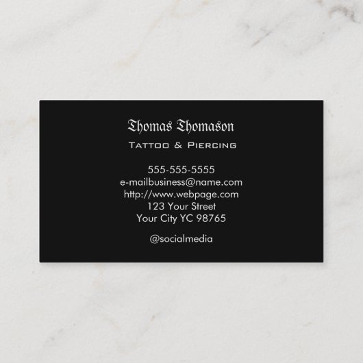 Tattoo artist  名刺 (裏面)