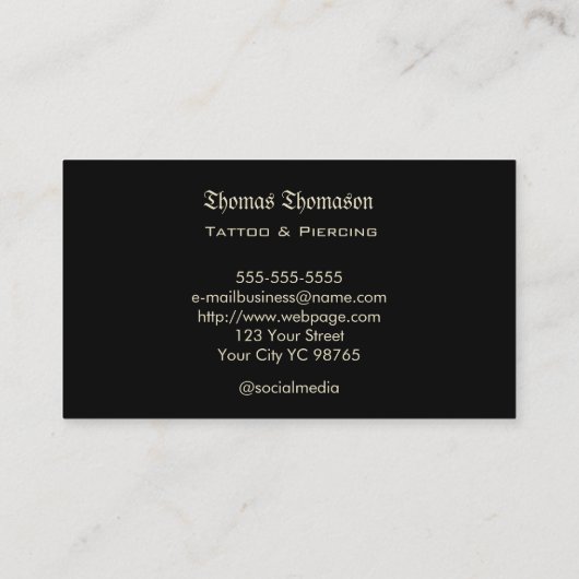 Tattoo artist  名刺 (裏面)