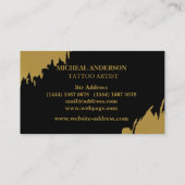 Tattoo Artist Black Crow Modern Gold Brush Stroke 名刺 (裏面)