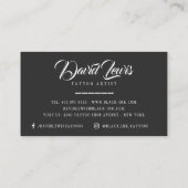 Tattoo artist black photo white scriptタイポグラフィ 名刺 (裏面)