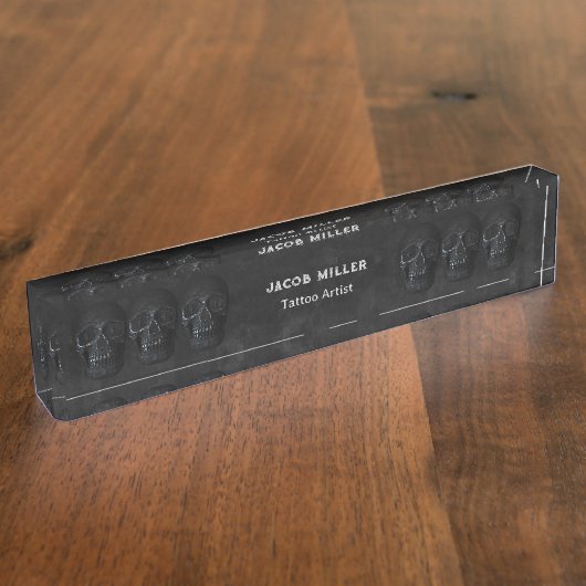 Tattoo Artist Gothic Black Dark Academia Skull デスクネームプレート (側面)