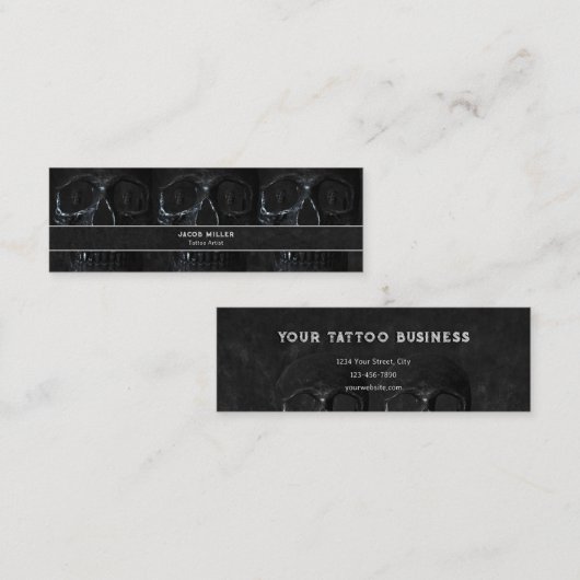 Tattoo Artist Gothic Black Dark Academia Skull Bus スキニー名刺 (正面/裏面)