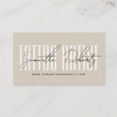Tattoo artist modern typography script beige 名刺 (正面)