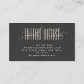 Tattoo artist modern typography script beige gray 名刺 (裏面)