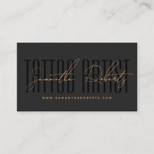Tattoo artist modern typography script gray black 名刺 (正面)