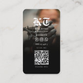 Tattoo Artist Monogramモダンリース写真 名刺 (裏面)