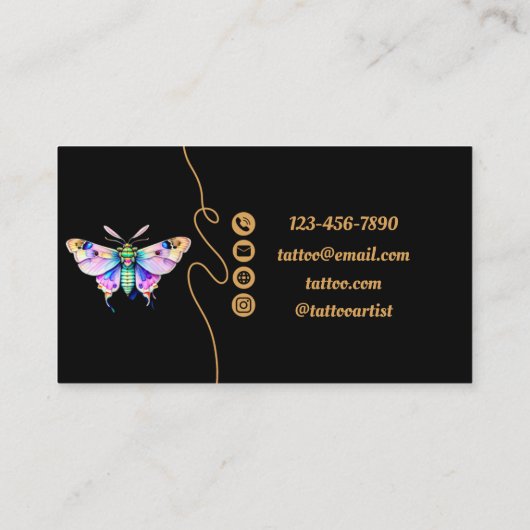 Tattoo Artist, Moth, Pastel，名刺 名刺 (裏面)