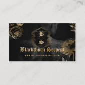 Tattoo Artist Photo Monogram Black Gold Snake 名刺 (正面)