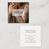 Tattoo Artist Photo Tattoosヴィンテージタイポグラフィ スクエア名刺 (正面/裏面)