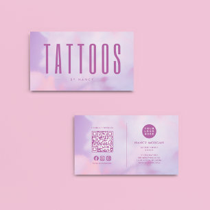 Tattoo Artist QRコード&ロゴパープルホログラフィー 名刺