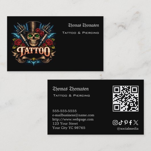 Tattoo artist QR code  名刺 (正面/裏面)