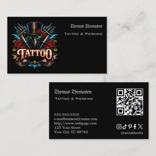 Tattoo artist QR code  名刺 (正面/裏面)