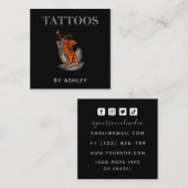 Tattoo Artist Rocks Tiger Social Media クール Black スクエア名刺 (正面/裏面)