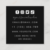 Tattoo Artist Rocks Tiger Social Media クール Black スクエア名刺 (裏面)