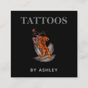 Tattoo Artist Rocks Tiger Social Media クール Black スクエア名刺