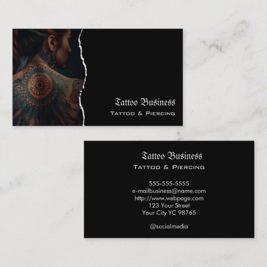 Tattoo artist salon  QR code Business Card 名刺 (正面/裏面)