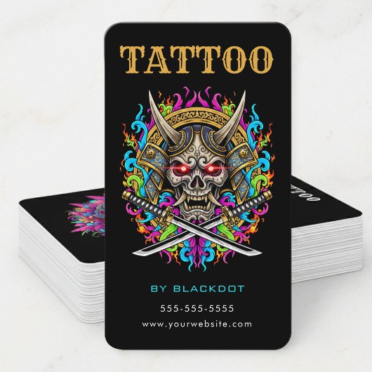 Tattoo Artist Samurai Skull Tattoo Studio QR Code 名刺