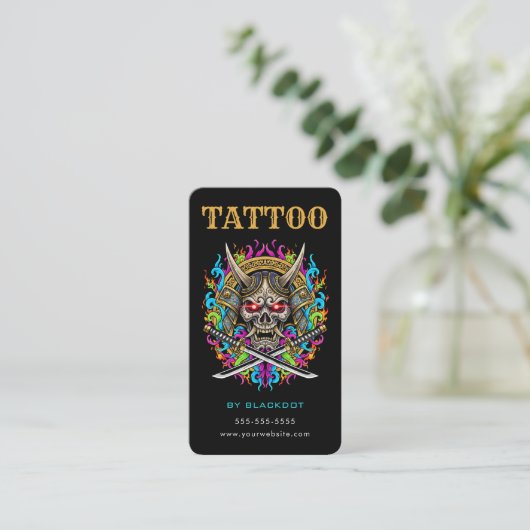Tattoo Artist Samurai Skull Tattoo Studio QR Code 名刺 (スタンド正面)