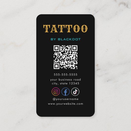 Tattoo Artist Samurai Skull Tattoo Studio QR Code 名刺 (裏面)