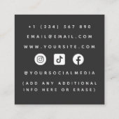 Tattoo Artist ShopサロンドラゴンAdd Social Media スクエア名刺 (裏面)