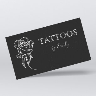 Tattoo Artist Shop白黒の花フェミニン 名刺