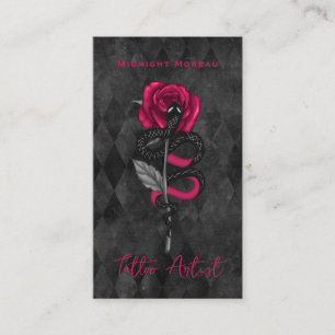 Tattoo Artist Snake Pink Rose QRコード 名刺