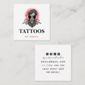 Tattoo Artist Social Mediaスネークグラフィックモダン スクエア名刺 (正面/裏面)