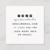 Tattoo Artist Social Mediaスネークグラフィックモダン スクエア名刺 (裏面)