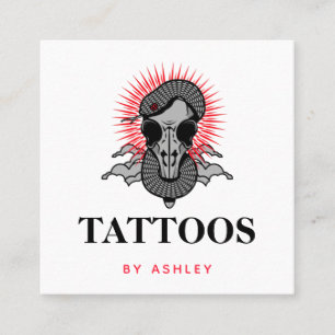 Tattoo Artist Social Mediaスネークグラフィックモダン スクエア名刺