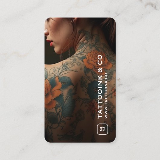 Tattoo Artist Tattooist Monogram Photo Black 名刺 (正面)