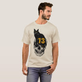 tattoo chat noir tete de mort crane 13 numero malh tシャツ (正面フル)