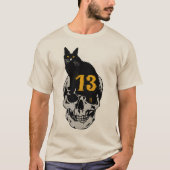 tattoo chat noir tete de mort crane 13 numero malh tシャツ (正面)